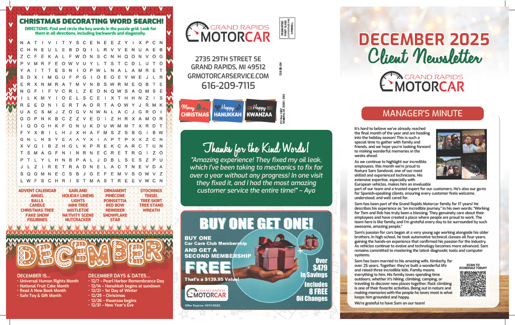 November Newsletter | Grand Rapids Motorcar